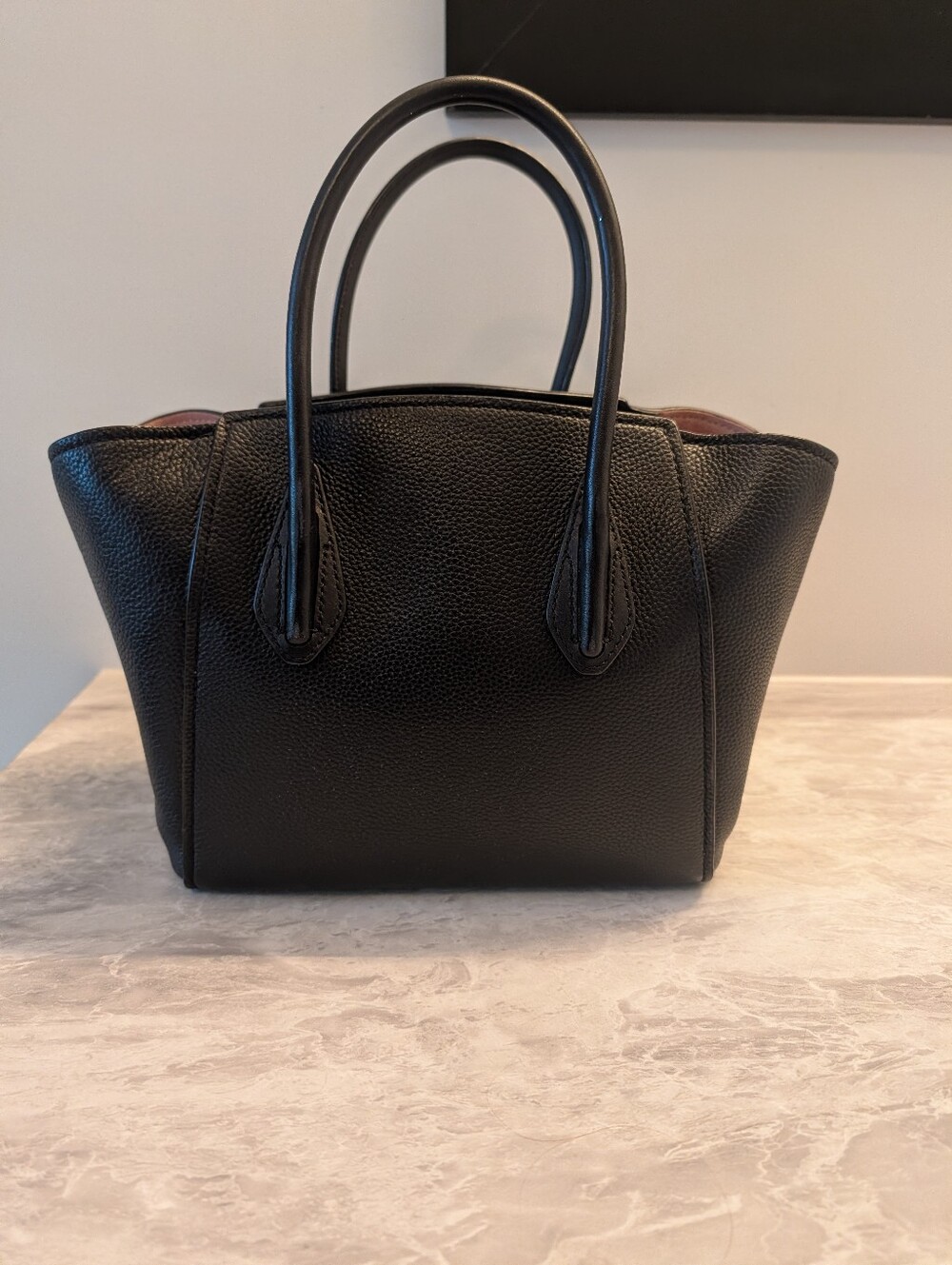 kate spade Black Pebbled Leather Satchel with Pink Interior - Picture 2 of 3
